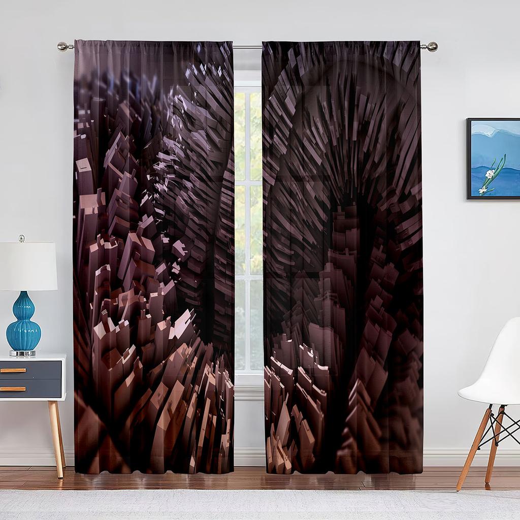 Dungi abstracte iluzie optică alb negru perdea din voal transparent pentru sufragerie dormitor perdele moderne din tul draperii