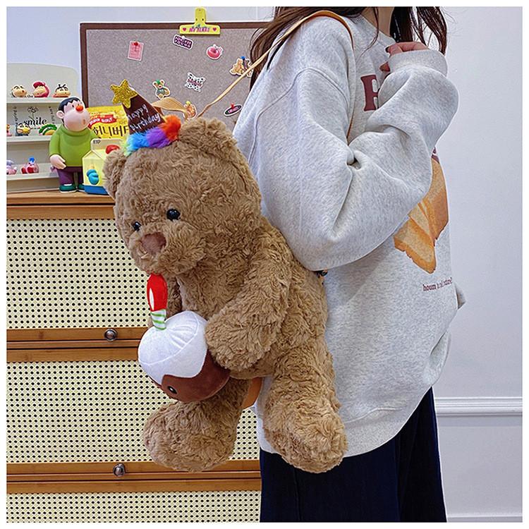 Fashion Cake Plush Teddy Bear Bag With Inner Phone Pocket For Casual Outings