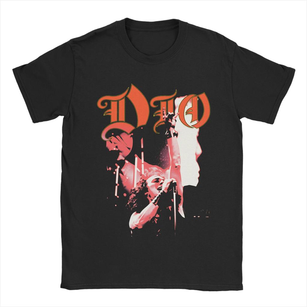 Men TShirt Dio Band Vintage 100 Cotton Tees Short Sleeve  T Shirts Round Collar Clothes Plus Size