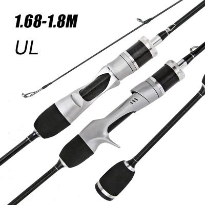 Rychle nastavitelný prut na návnady Malé nástrahy Finesse systém UL Spinning Casting Rybářský prut Uhlíková vlákna Ultralehký 2dílný 1,68-1,8m 1-8g Pro rybaření na pstruhy