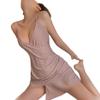 Erotic lingerie sexy shiny suspender slim pajamas hot deep V uniform pajamas
