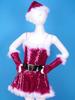 Girls Christmas Santa Dance Costume Adjustable Spaghetti Straps Sequins Leotard Dress Hat Arm Sleeves