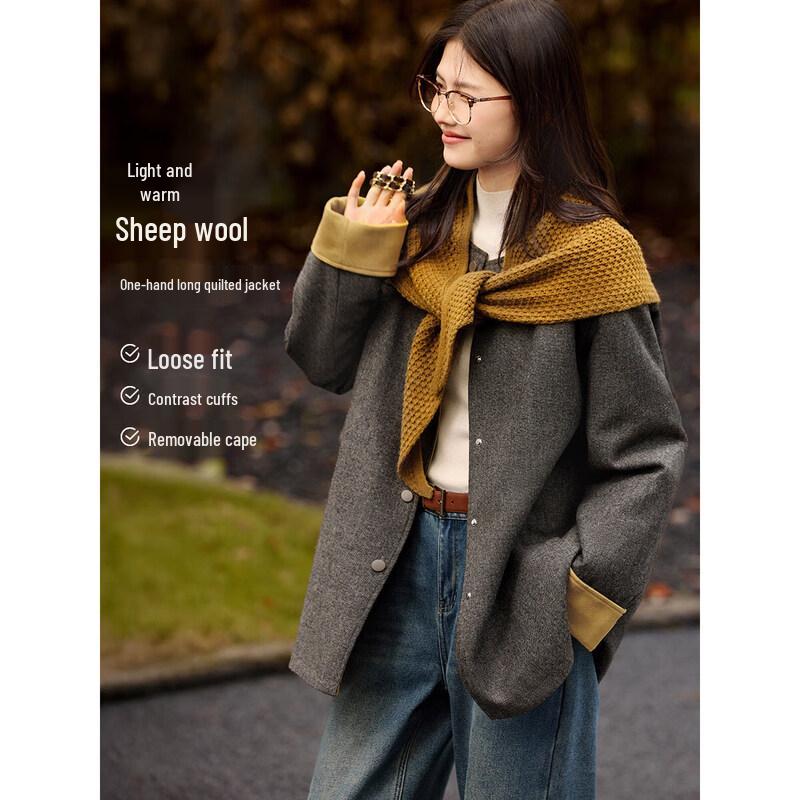 XWI Contrast Patchwork Padded Belted Coat XL