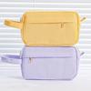 Cream Corduroy Pencil Case Big Capacity Square Shape Pen Case Pouch for Office School Supplies