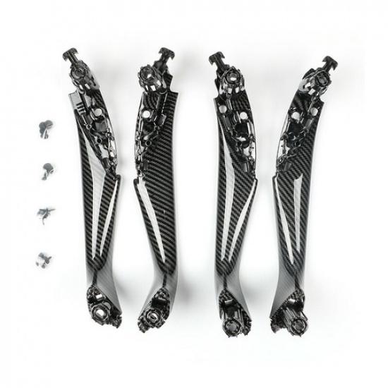 4pcs Carbon Fiber Car Inner Door Pull Handle Trim Part For BMW 5 G30 18 19 20 21