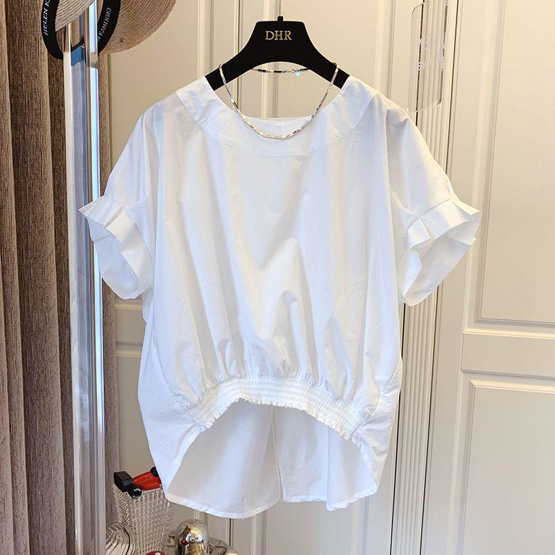 Korean Style Loose Casual Bowknot Tie Pullover Short Sleeve Women's Shirt