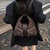 Retro multi-pocket women's bag large-capacity casual commuter bag women's fashion plaid double shoulder shoulder bag