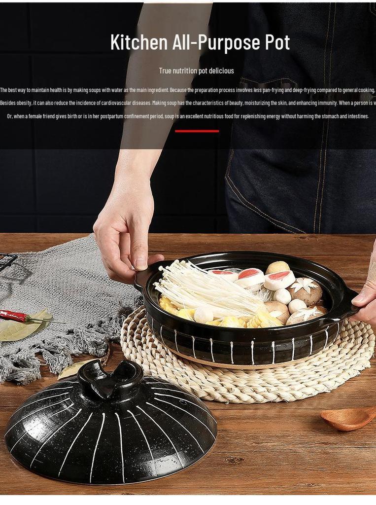 Bao Yi High-Temperature Japanese Ceramic Clay Soup Pot for Gas Stove