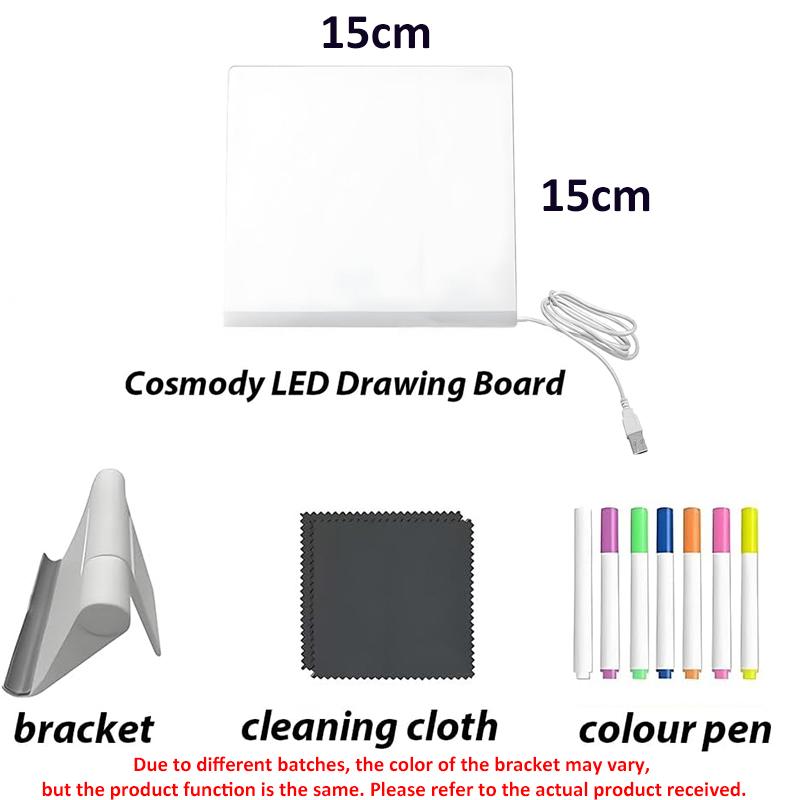 LED Light-Up Acrylic Message Board Erasable USB Drawing Board Birthday Gift Bar Advertising for Creative Activities with Stand