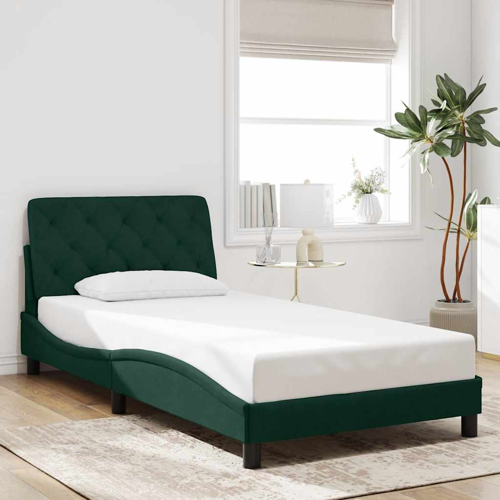 Bed Frame without Mattress Dark Green 100x200 cm Velvet
