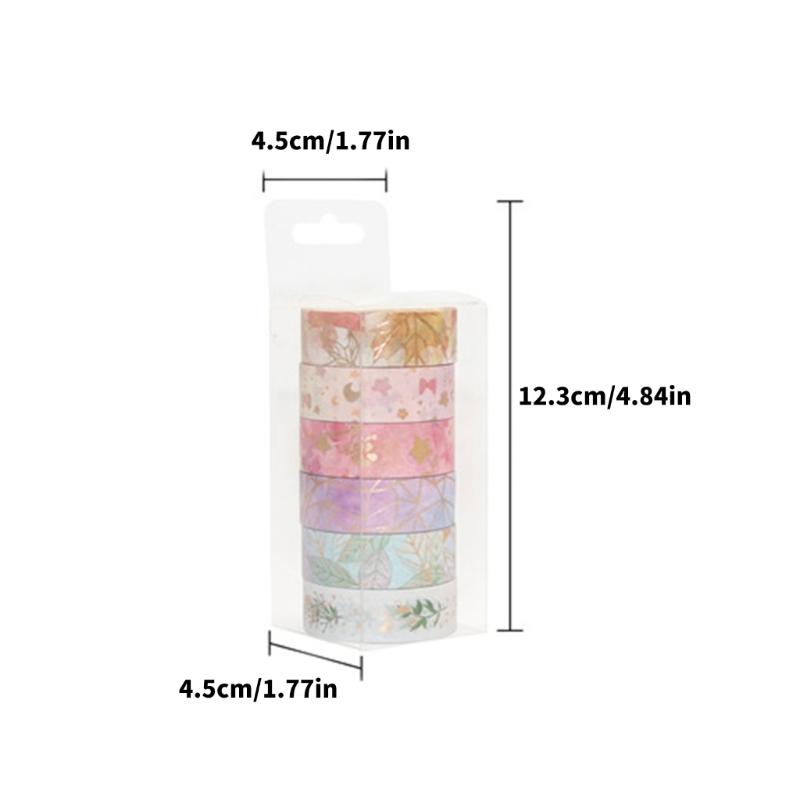 6 Rolls Gold Foil Washis Tape Artists Tape Decorative Tape Flowers Crafting Tape Hand Account Tape Craft Supplies