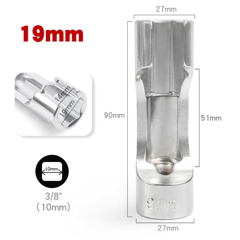 Diesel Injector Fuel Line Socket Wrench 10Mm-19Mm Open Oil Pipe Removal Sleeve Union Nut Socket Adapter Hand Tool