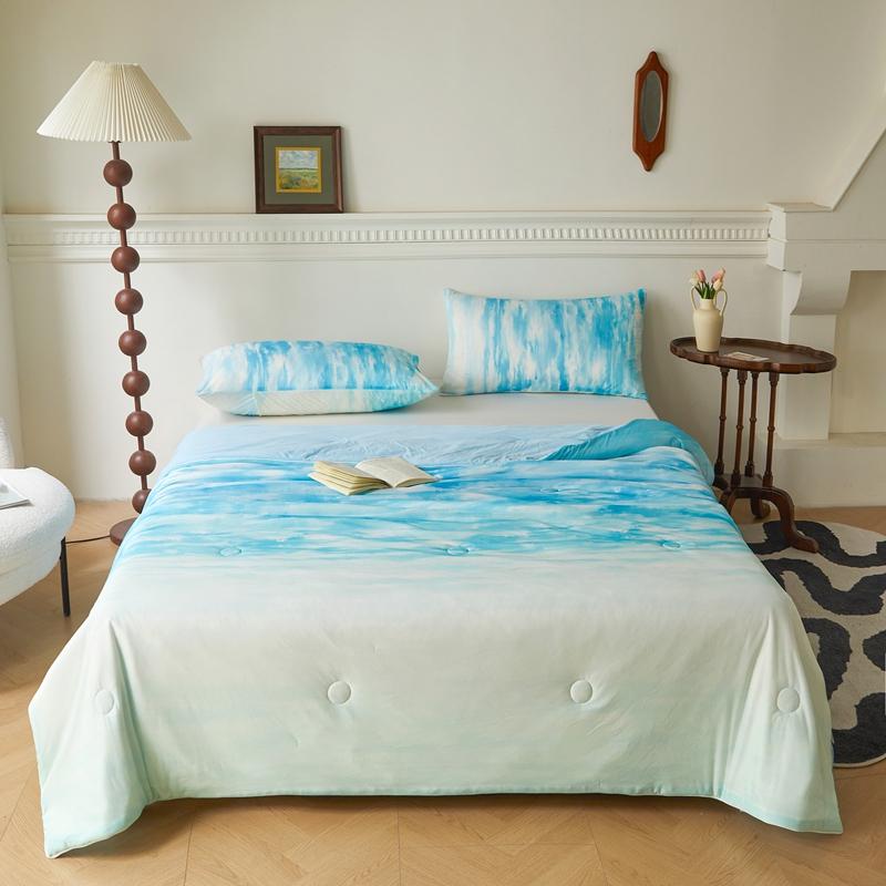 Blue Quilt for Summer Cooling Patchwork Bedspread for Beds Single/Queen Summer Blankets /Duvet Without Pillowcase