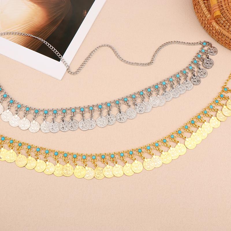 Lanțuri de corp indiene cu monede pentru burtă, talie, corp pentru femei, aliaj, ciucuri lungi, centură pentru rochie de dans, bijuterii pentru petrecere de nuntă