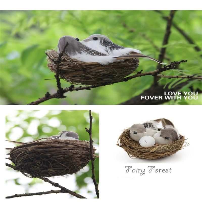 Realistic Artificial Bird Nest With Bird Eggs Car Ornament For Garden Party Lawn Decoration