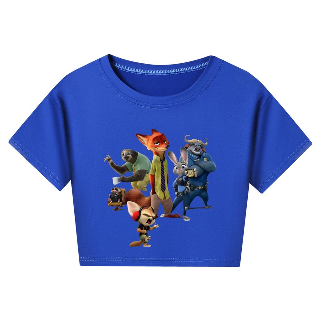 Modische Rundhals-Kurzarm-Arbeitskleidung bedruckte Oberteile für Kinder-Sommeroberteile