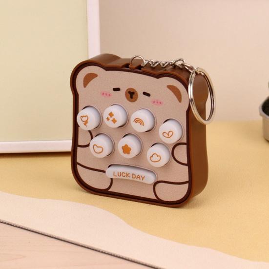 Keychain Toy Interactive Luminous Sound Effects Bread Shape Key Chain Mini Portable Whack-a-mole Decompressing Puzzle