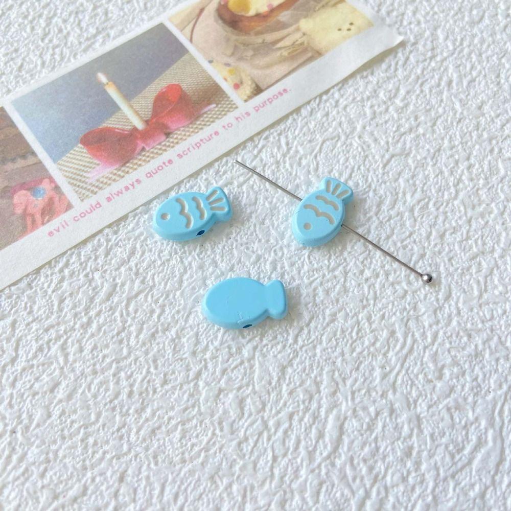 10pcs Handmade Craft Small Fish Beads Taiyaki Jewelry Making Material Spacer Loose Beads  Student