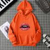 Loose Long Sleeve Women's Hoodie Lip Print Trendy plus Size Cross-Border Pattern Crew Neck Regular Length Girl Style