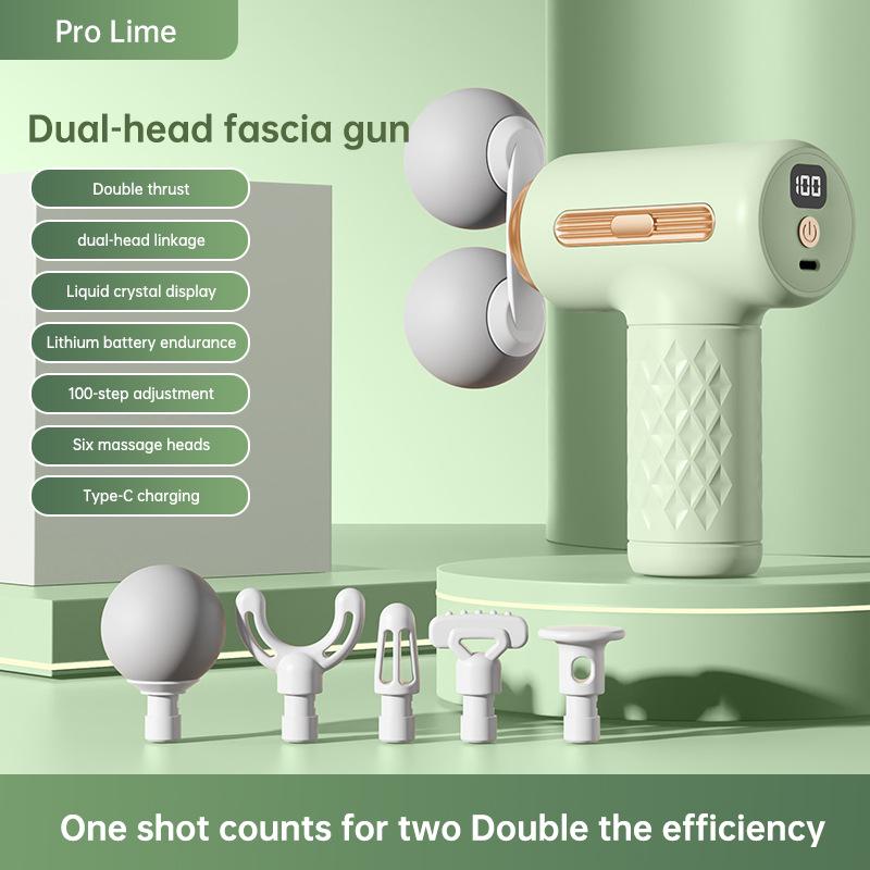 Dual-Head Fascia Gun: Compact Muscle Massager with LED Display for Neck and Spine Relaxation