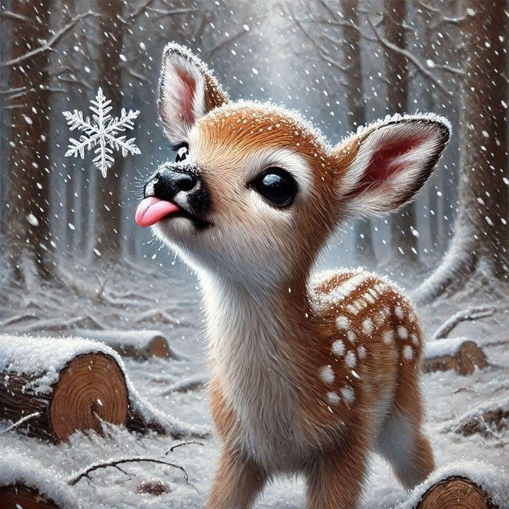 5D DIY Diamond Painting Cute Rabbit in Snow Crystal Canvas Art Full Round Diamond Embroidery Kits Picture Home Decoration