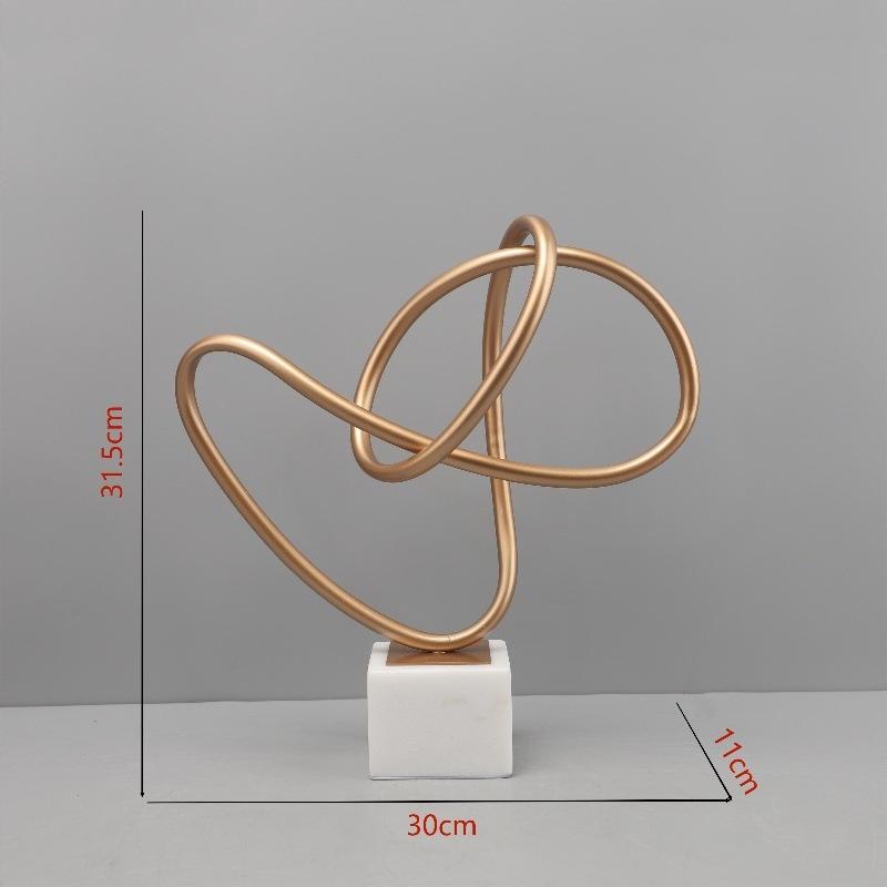 

Metal Sculpture Marble Base Geometric Gold Line Statue Wrapping Ornaments Decorative Figurines Home Decoration Accessories