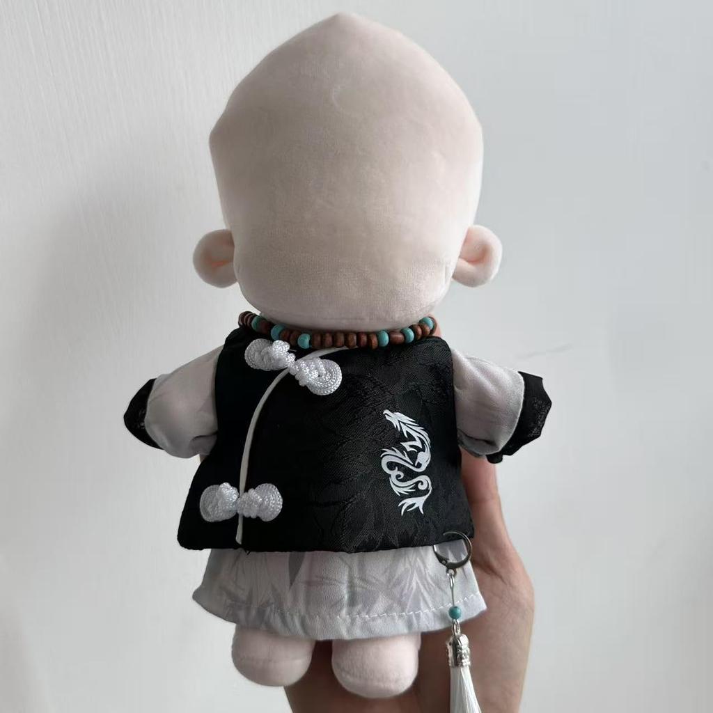 Plush Toy Clothing Set for 20cm Plush Chinese Style Outfit with Dragon Prayer Bead and G.triger 4-Piece Toys Embroidery, Vest, Coat, Necklace,