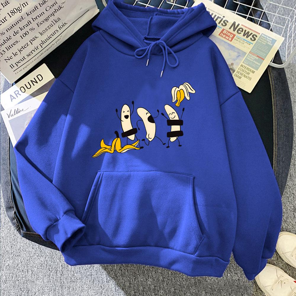 Naked Banana Print Sweatshirts Men Women Fashion White Cartoon Pullovers Unisex Oversized Cute Anime Y2K Tops Graphic Streetwear