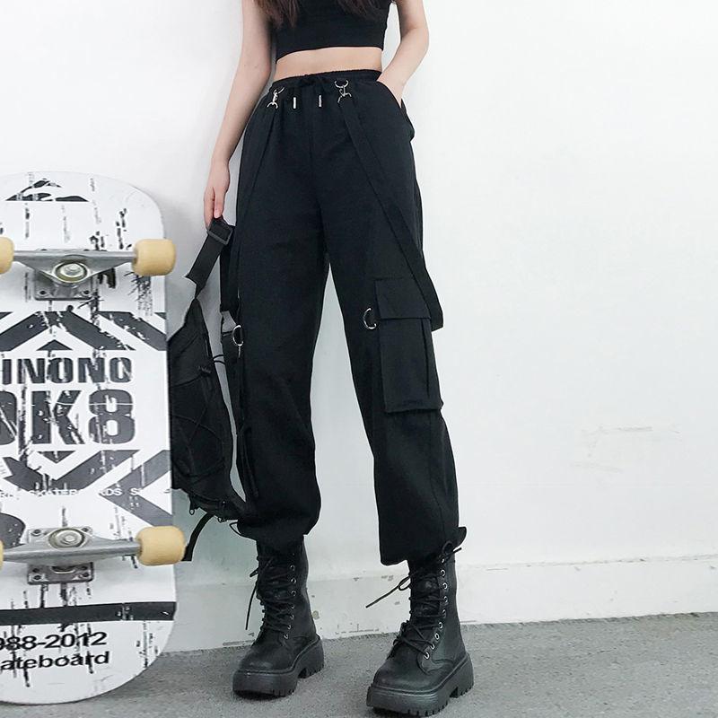 Harajuku léto vysoký pas Dámské oversize široké kalhoty cargo pro ženy volné harémové kalhoty hip hop dámské kalhoty jogger