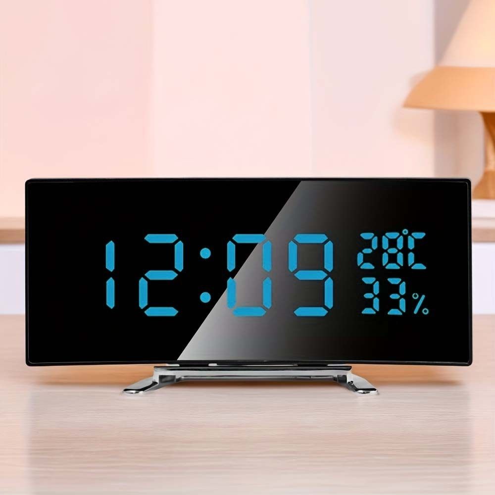 Curved Screen Digital Alarm Clock Large LED Digital Clock Modern Desk Clock  Desk Use