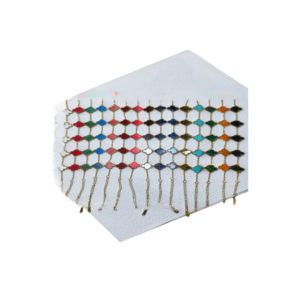 Luksusowa dwustronna bransoletka z koniczyną z masy perłowej dla par, galwanizowana 18-karatowym złotem z wykwintnym wykonaniem.