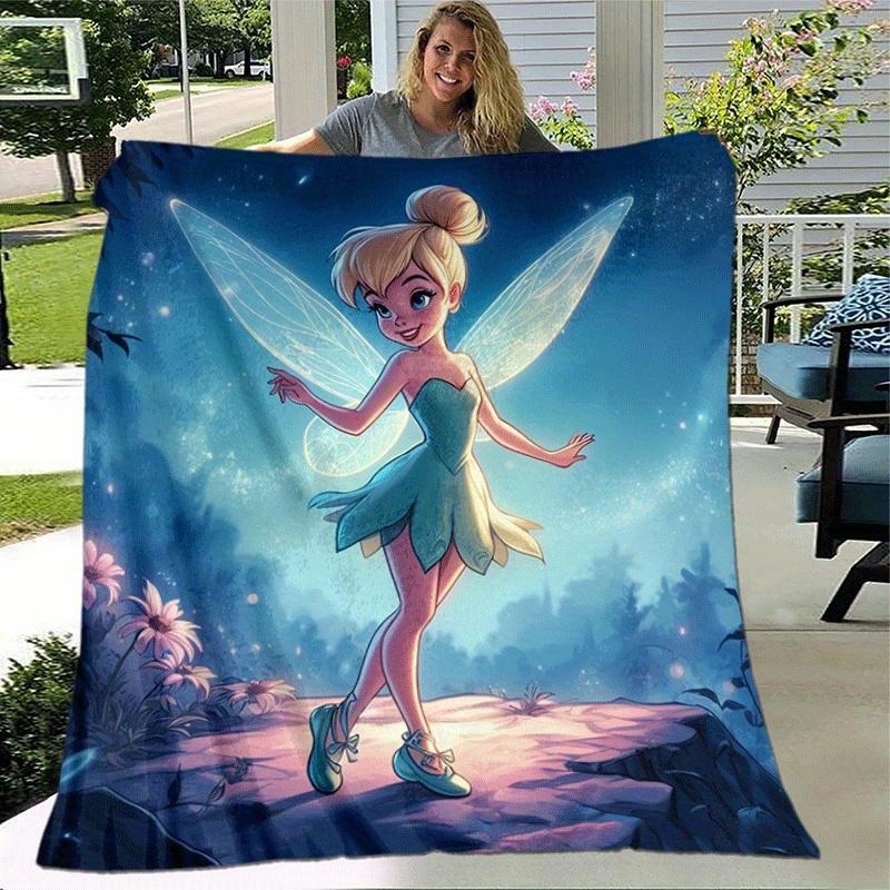 1pc Tinker Bell Printing Blanket - Soft, All-Season Throw for Office Blanket, Car, Travel