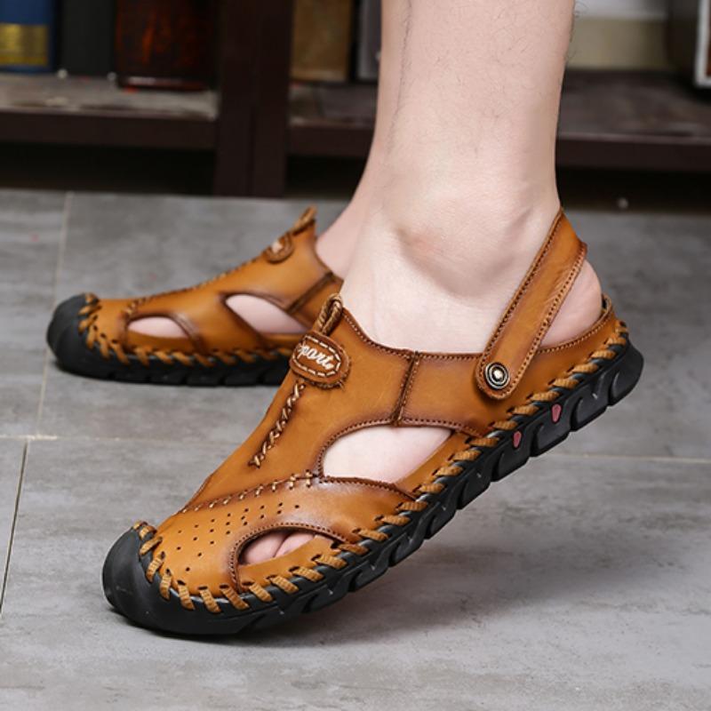38-48 Sommer Herren Übergröße Leder Strandsandalen