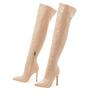 Cross2023 Women's Soft Patent Leather Stiletto Over-the-Knee Boots with Pointed Toe & Side Zipper