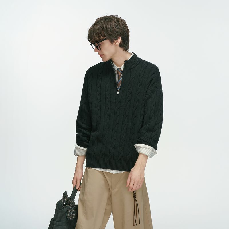 Dream Made Old Money Style New Rich Twist Sweater Men's Autumn and Winter Thickened Couple Inner Wear Men's Knitwear