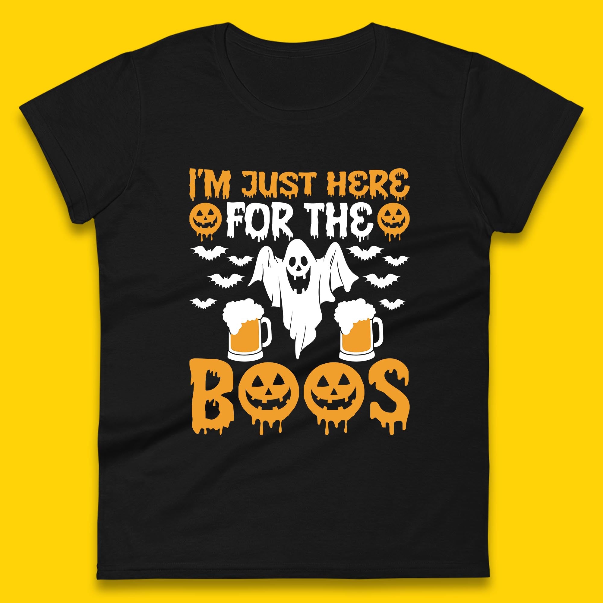 I m Just Here For The Boos Halloween Boo Ghosts Drinking Beer Womens Tee T Shirt Mens Tops Unisex Top 3XL