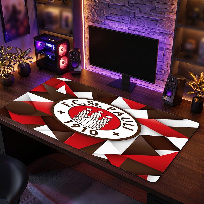 FC St. Pauli Football Print Duża Podkładka pod Mysz, Antypoślizgowa Rozszerzona Mata na Biurko do Gier do Biura Domowego