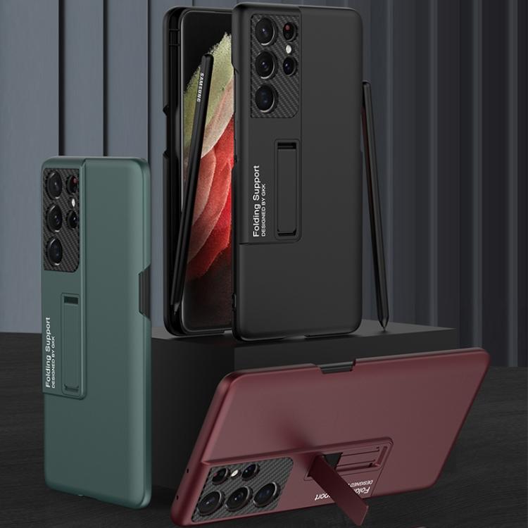 Dla Samsunga Galaxy S21 Ultra 5G GKK Ultracienkie Wstrząsoodporne Etui na Telefon z Uchwytem i Miejscami na Długopisy i Rysik