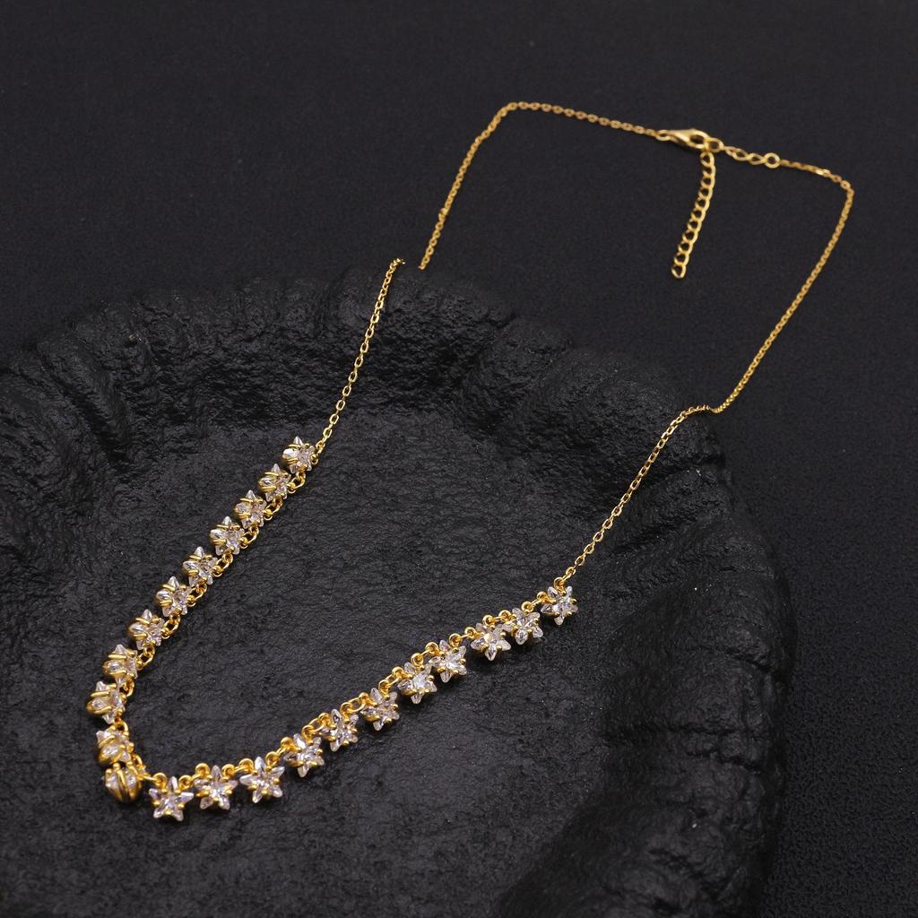 Elegant Round Zirconia Stud Earrings & Necklace Set In Pure Silver for Women