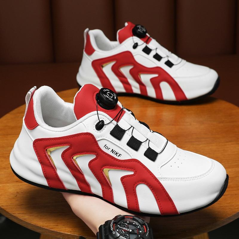 Mens Sneakers with Rotating Buckle 2024 New Comfy Non Slip Lace Up Durable Shoes for Mens Outdoor Activities Vulcanized Shoes