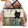 HOMEFISH Black Cat Floral Zipper Pouch - Durable, Fade-Resistant Cosmetic Bag, Gift for Sisters, Friends, Cat Lovers | Vibrant