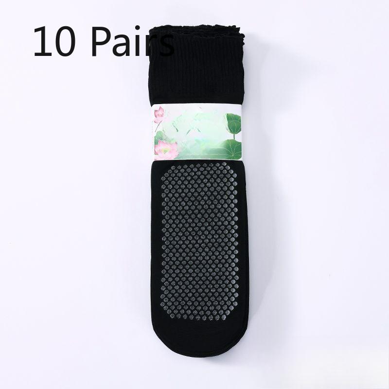 

10 Pairs of Women s Spring and Summer Cotton Bottom Sweat Absorbent Non Slip Loose Mouth Lotus Lace Loose Stockings 10 pairs
