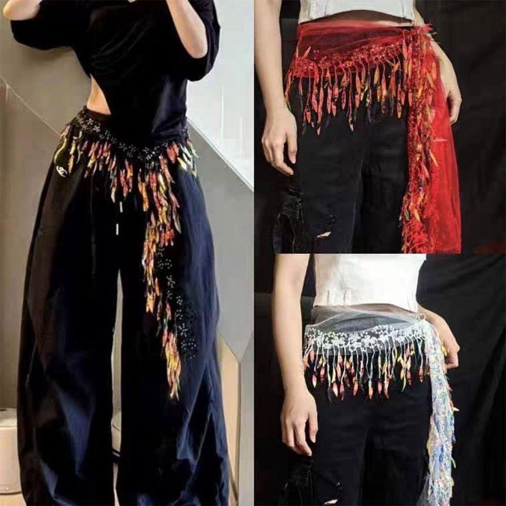 Adjustable Hip-hop Scarf Triangular Scarf Sequin Waistband Jazz Dance Scarf Dance Performance