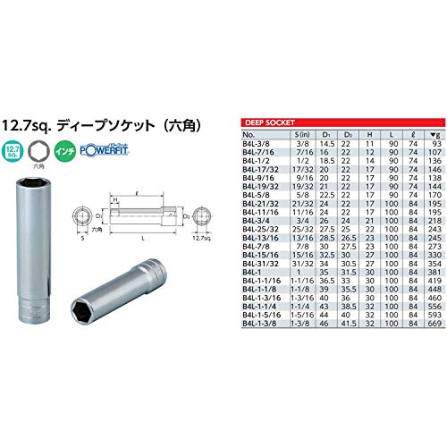 Kyoto Tools (KTC) B4L-1-5/16 1/2" Deep Socket (Hexagonal)