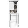 Meuble Wc Dessus De Toilette Avec Porte Coulissante Avec 6 Compartiments De Rangement Blanc