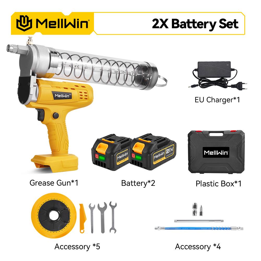 

MELLWIN I 82 МПа Электрический шприц для смазки Высокого давления Инжектор для смазочного масла Машина Шприцы для смазки Для аккумулятора Makita 18 В Штифт 2 Battery 1EU Plug