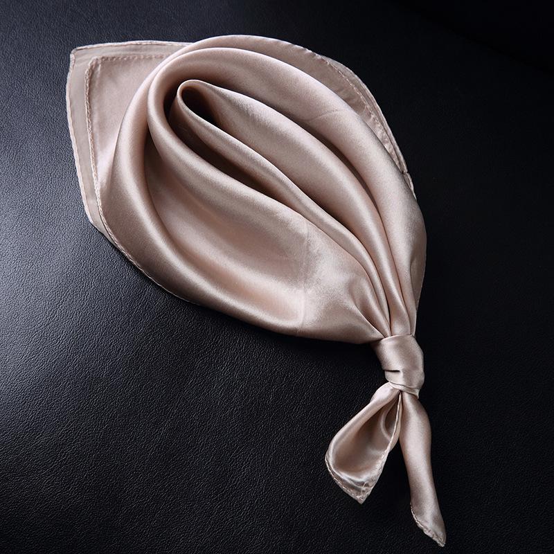 Pañuelo Cuadrado de Satén Versátil - Color Sólido Unisex para Primavera y Otoño