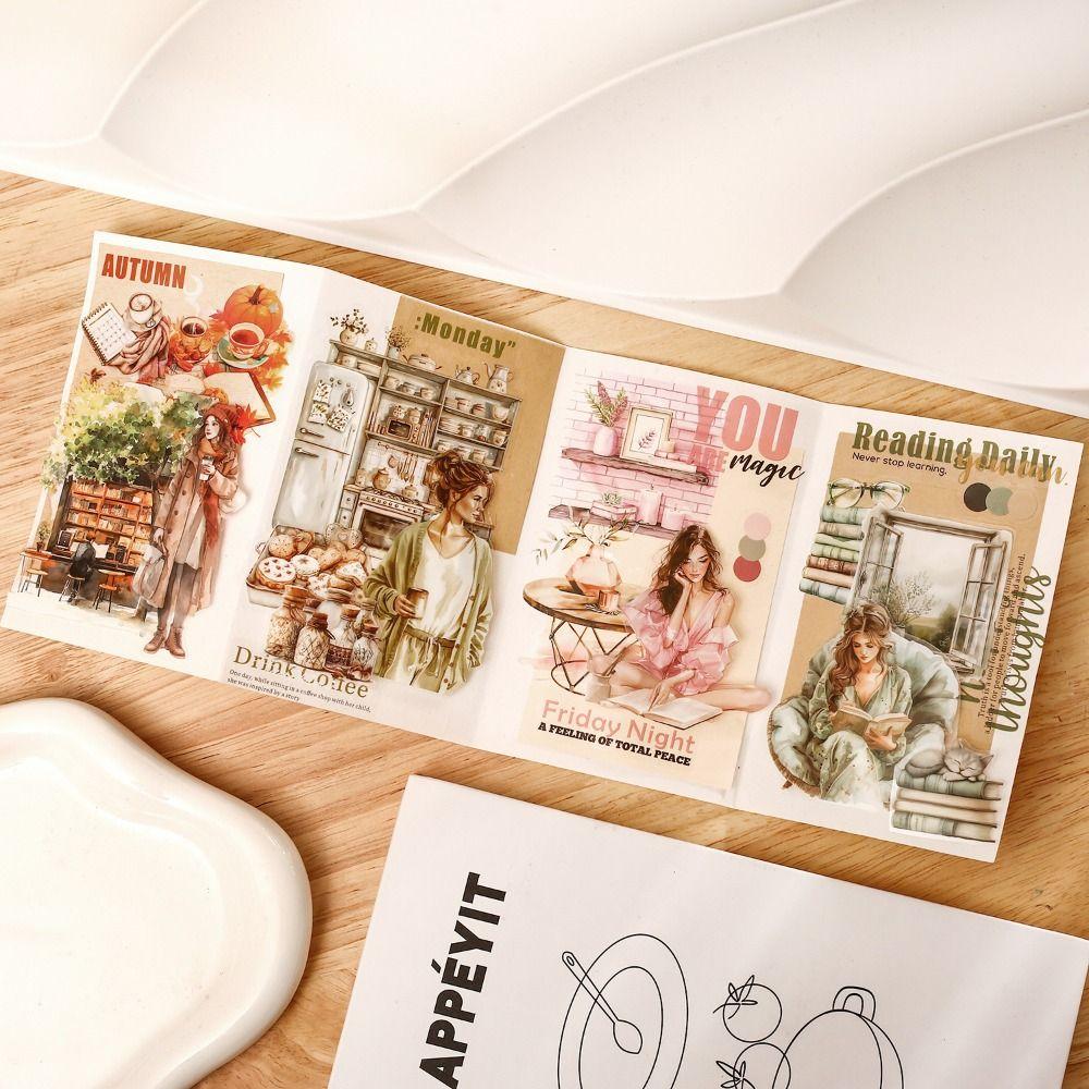 20 Sheets Girls Life Theme Stickers DIY Collage Decorative PET Girls Handbook Have a Good Day Durable Sticker Book
