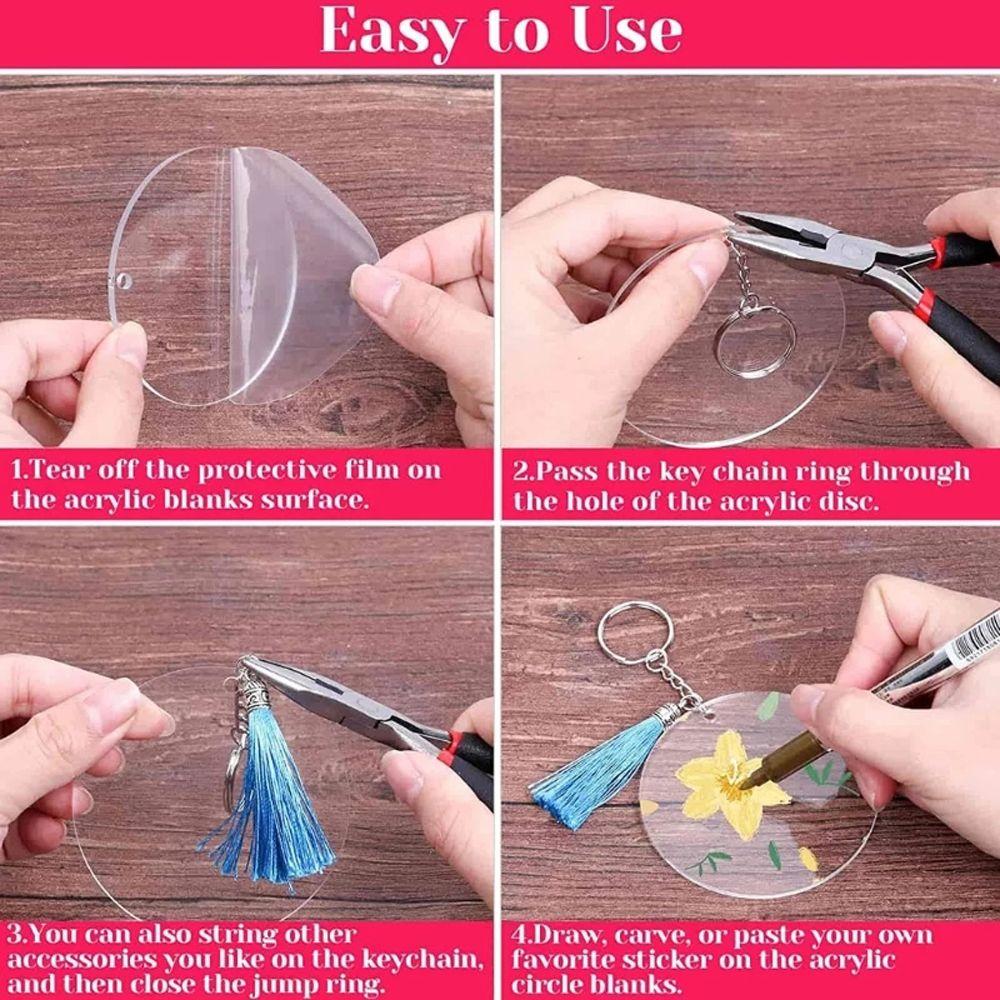 Pendants Acrylic Clear Circle Acrylic Blank Keychain Blanks Discs Keyrings Discs Circles Keychain