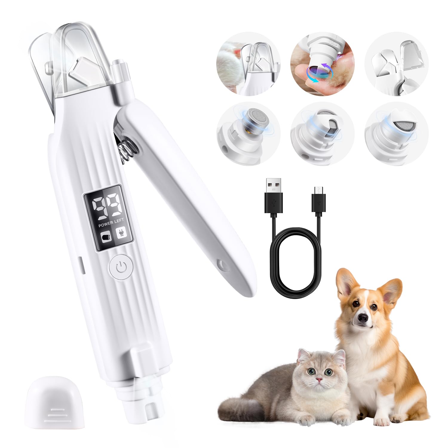 

PONLEE Electric Nail Trimmer Summer Innovative Pet Nail Clipper for Dogs and Cats Electric Nail Clipper Pet Nail Clipper and Nail File Integrated Nail